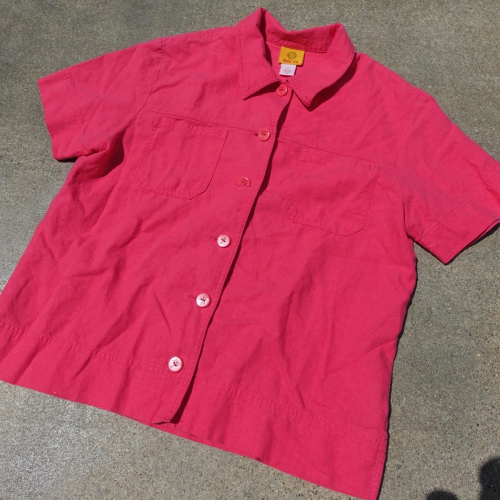 Vintage Pink Linen Button Up shirt